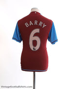 2007-08 Aston Villa Home Shirt Barry #6 M Football Shirt