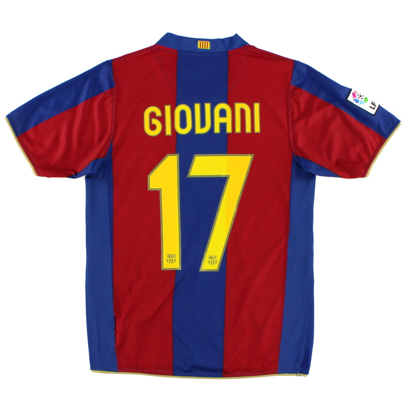 2007-08 Barcelona Home Shirt Giovani #17 S Football Shirt