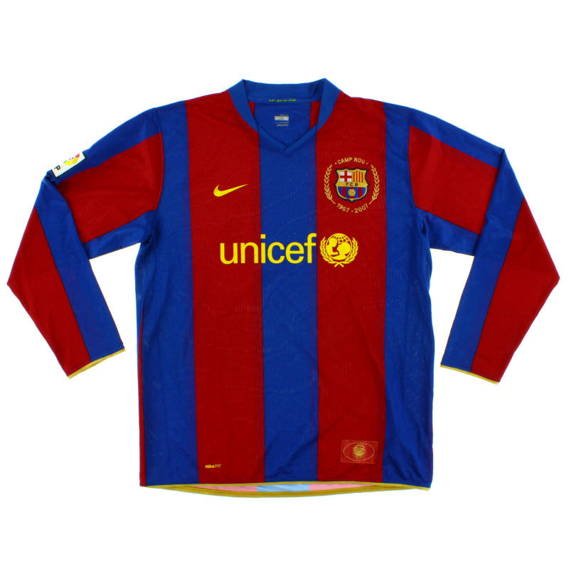 2007-08 Barcelona Home Shirt L/S XL Football Shirt