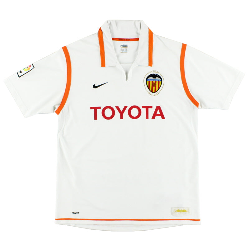 2007-08 Valencia Home Shirt L Football Shirt