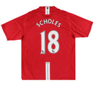 2007-08 Manchester United Nike Home Shirt Scholes #18 L