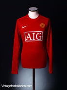 2007-09 Manchester United Home Shirt L/S M Football Shirt
