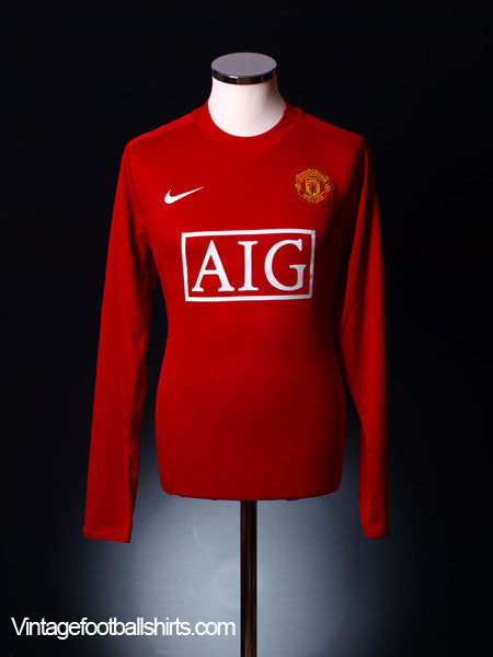 2007-09 Manchester United Home Shirt L/S M Football Shirt