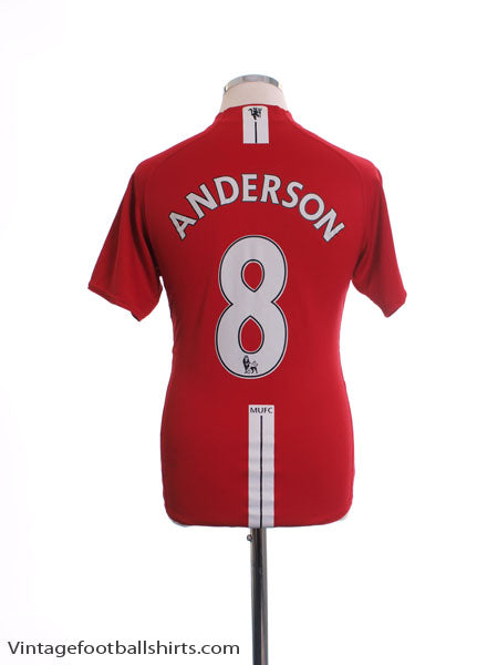 2007-09 Manchester United Home Shirt Anderson #8 S Football Shirt