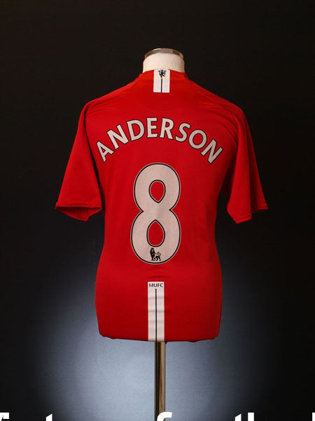 2007-09 Manchester United Home Shirt Anderson #8 L Football Shirt