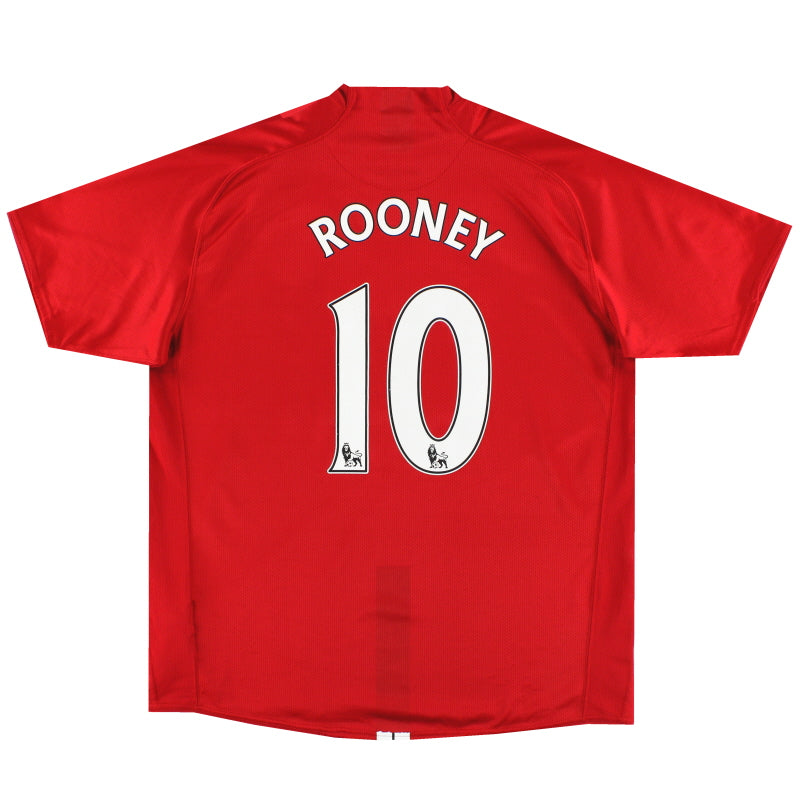 2007-09 Manchester United Nike Home Shirt Rooney #10 XL Football Shirt