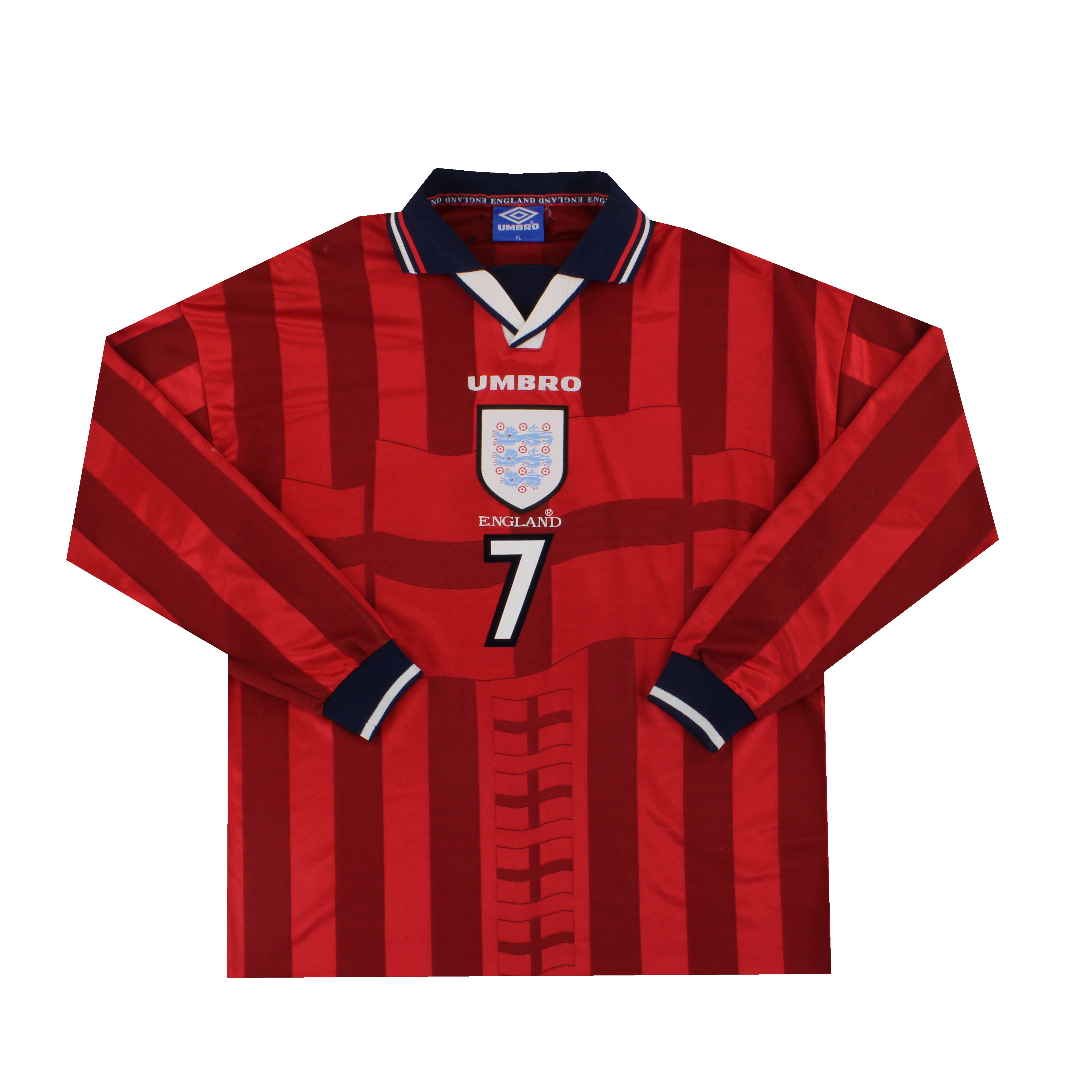 1997-99 England Umbro Away Shirt Beckham #7 L/S XL 735010