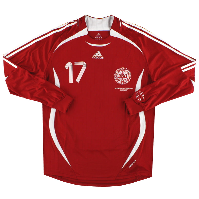 2007 Denmark adidas Match Issue Home Shirt #17 L/S L Football Shirt