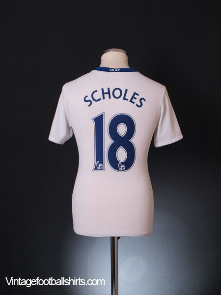 2008-09 Manchester United Away Shirt Scholes #18 XL.Boys Football Shirt