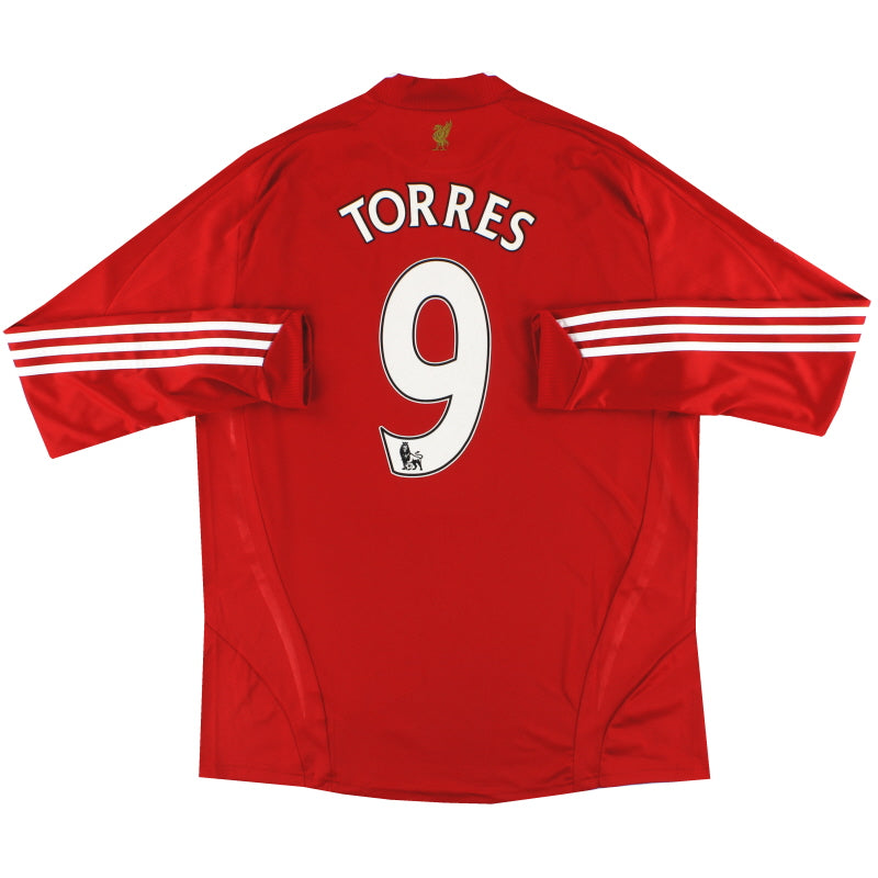 2008-10 Liverpool adidas Home Shirt Torres #9 L/S XL Football Shirt