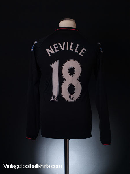 2009-10 Everton Away Shirt Neville #18 L/S M Football Shirt