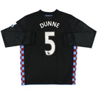 2010-11 Aston Villa Nike Player Issue Away Signed Shirt L/S Dunne #5 XXL Football Shirt