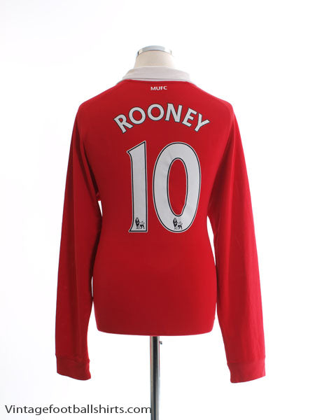 2010-11 Manchester United Home Shirt Rooney #10 L/S M Football Shirt