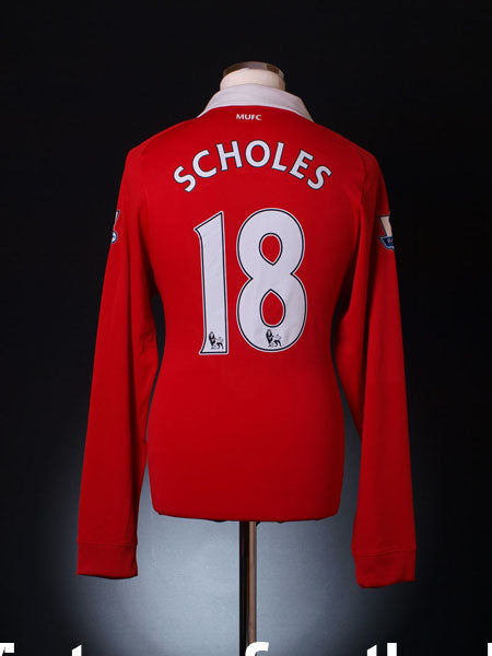 2010-11 Manchester United Home Shirt Scholes #18 *Mint* L/S S Football Shirt