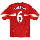 2010-12 Liverpool adidas Match Issue Home Shirt Aurelio #6 L/S L Football Shirt