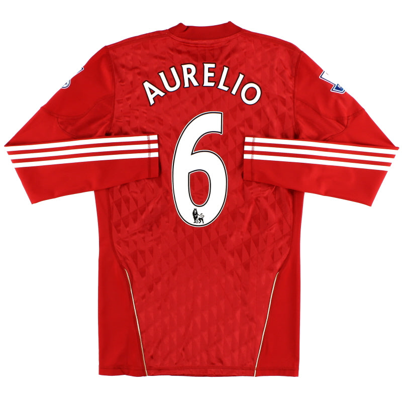 2010-12 Liverpool adidas Match Issue Home Shirt Aurelio #6 L/S L Football Shirt