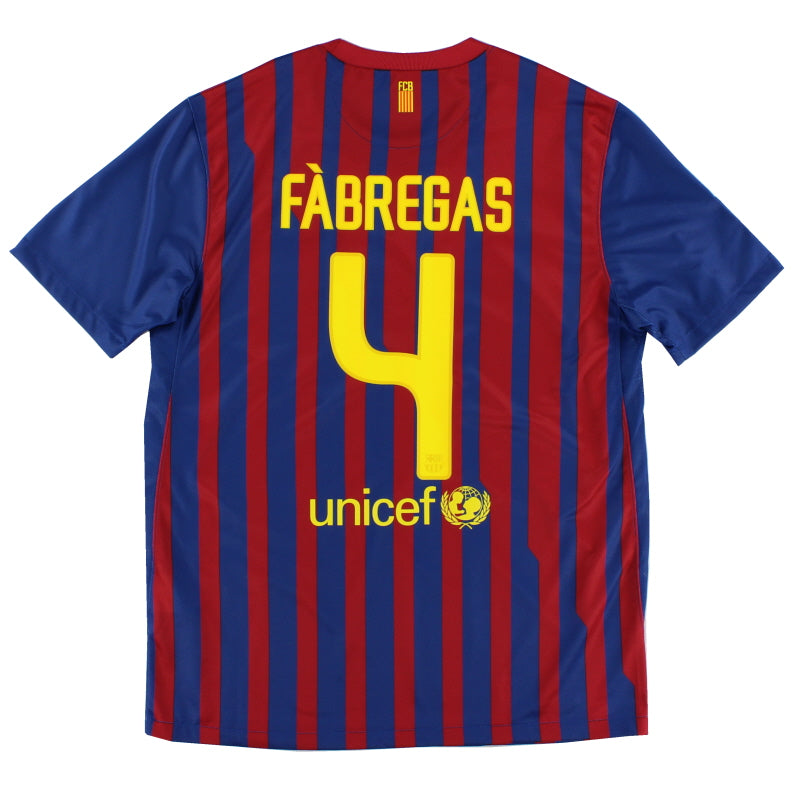 2011-12 Barcelona Home Shirt Fabregas #4 *Mint* M Football Shirt