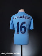 2011-12 Manchester City Home Shirt Kun Aguero #16 XL Football Shirt
