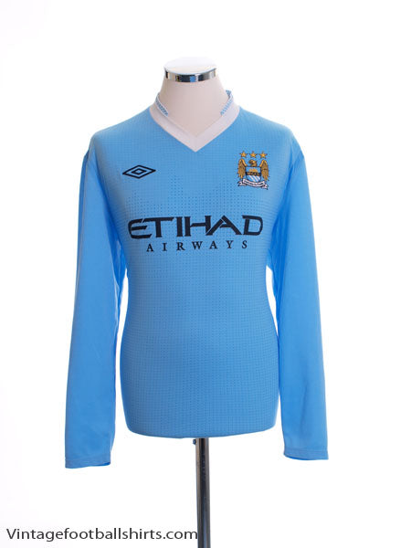 2011-12 Manchester City Home Shirt L/S L Football Shirt