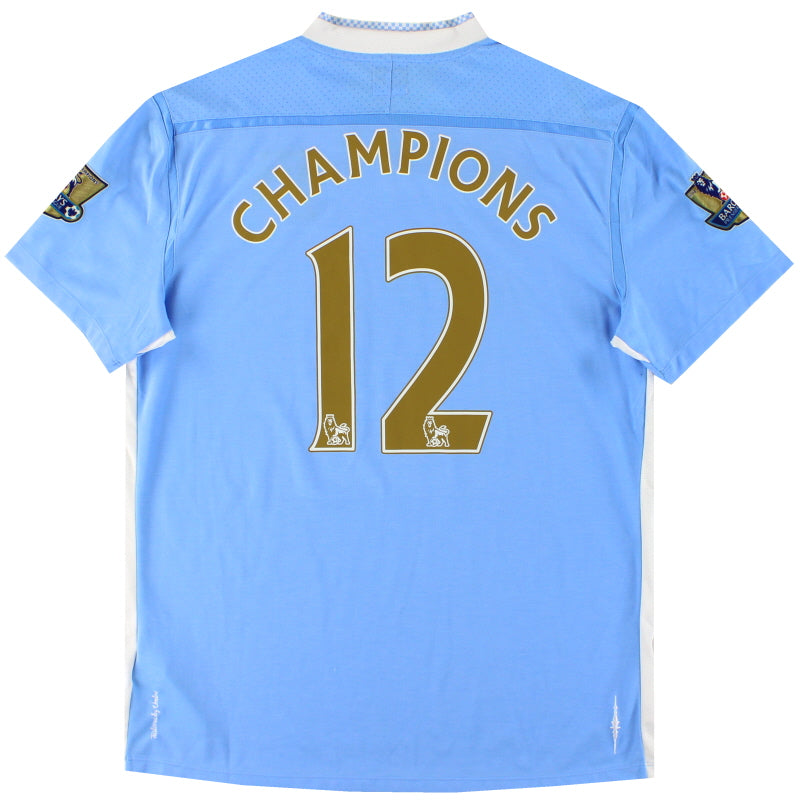 2011-12 Manchester City Umbro Home Shirt Champions #12 L Football Shirt