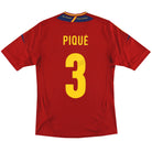 2011-12 Spain adidas Home Shirt Pique #3 *Mint* S Football Shirt