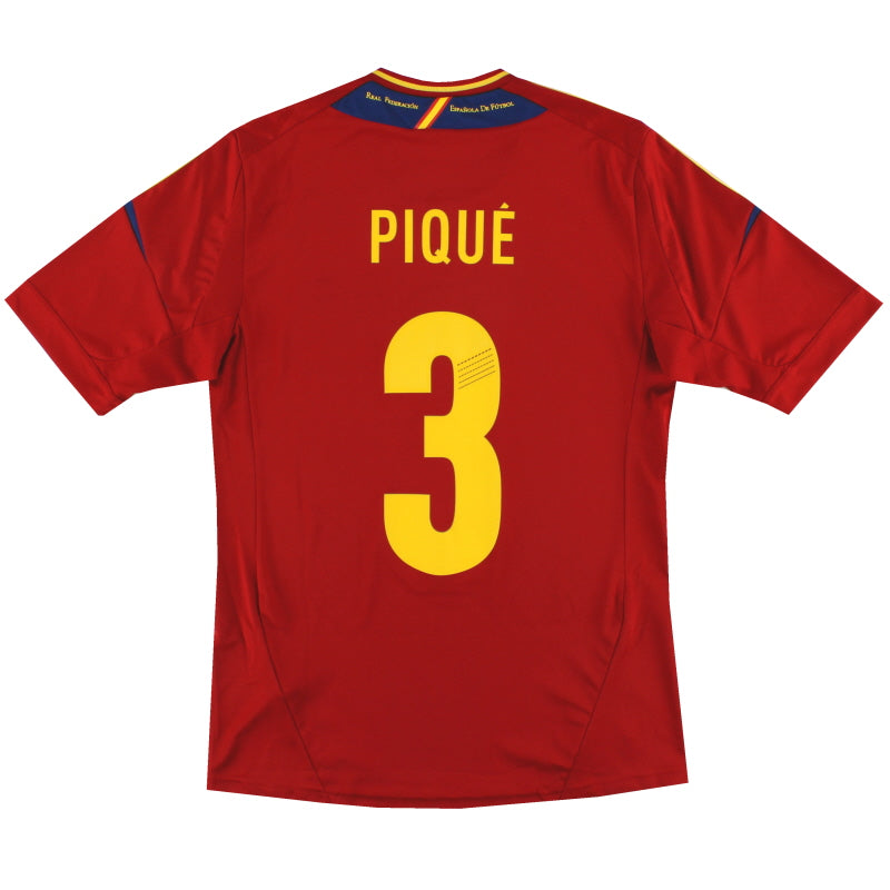 2011-12 Spain adidas Home Shirt Pique #3 *Mint* S Football Shirt