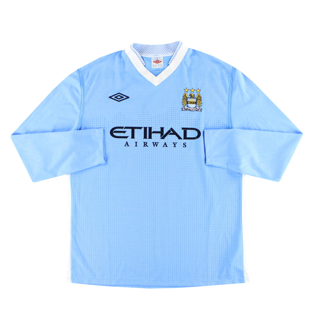 2011-12 Manchester City Umbro Home Shirt L/S XL | Vintage Football