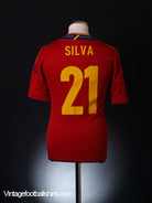 2012 Spain Home Shirt Silva #21 *Mint* M Football Shirt