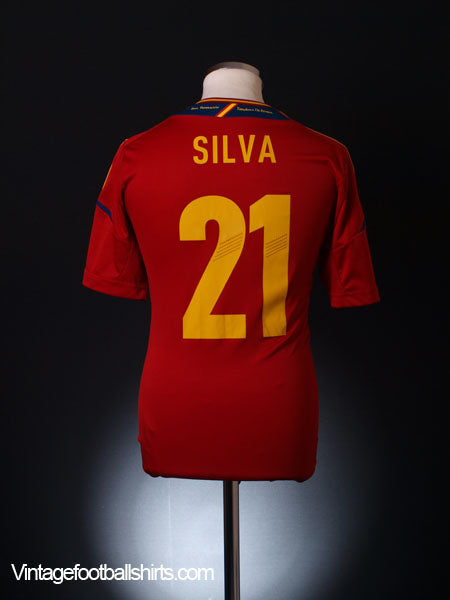 2012 Spain Home Shirt Silva #21 *Mint* M Football Shirt