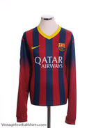 2013-14 Barcelona Home Shirt L/S *Mint* M Football Shirt