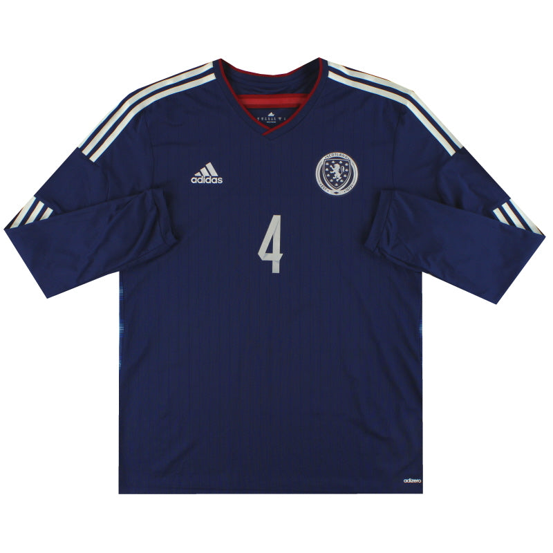 2014-15 Scotland adidas adizero Player Issue Home Shirt L/S #4 *As New* XL Football Shirt