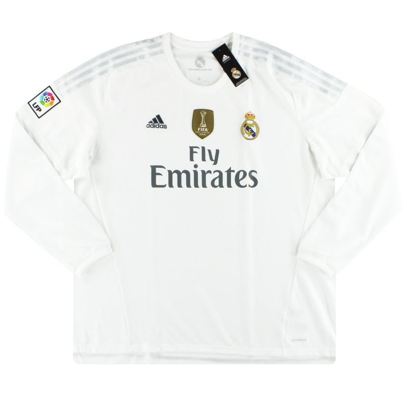 2015-16 Real Madrid adidas Home Shirt L/S *w/tags* XXXL Football Shirt