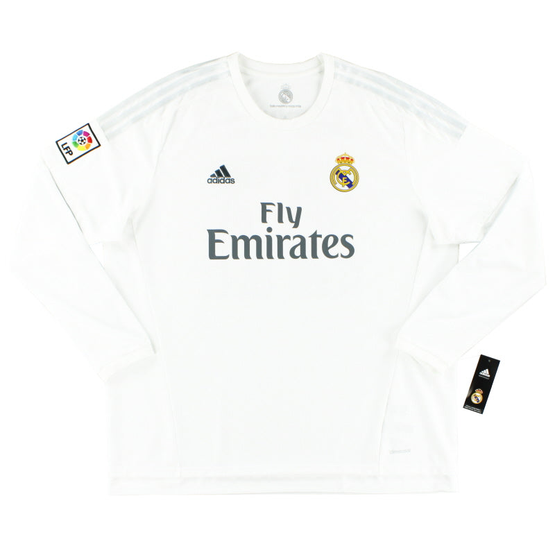 2015-16 Real Madrid adidas Home Shirt L/S *w/tags* L Football Shirt