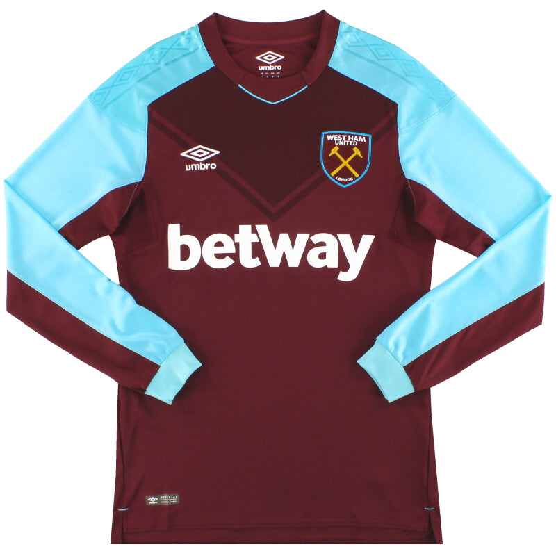 2017-18 West Ham Umbro Home Shirt L/S S Football Shirt