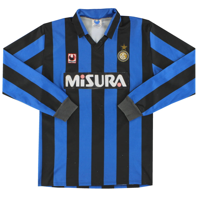 1990-91 Inter Milan uhlsport Home Shirt L/S #10 L | Vintage