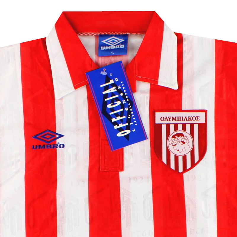 Maillot Olympiacos Vintage Umbro – Homme XL Rayé Rouge – Année 2000