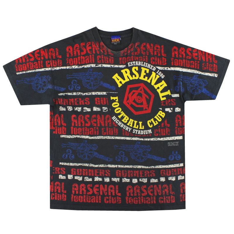  Arsenal グラフィック Tシャツ XL 1990's Arsenal Kick Graphic Tee XL | Vintage Football Shirts