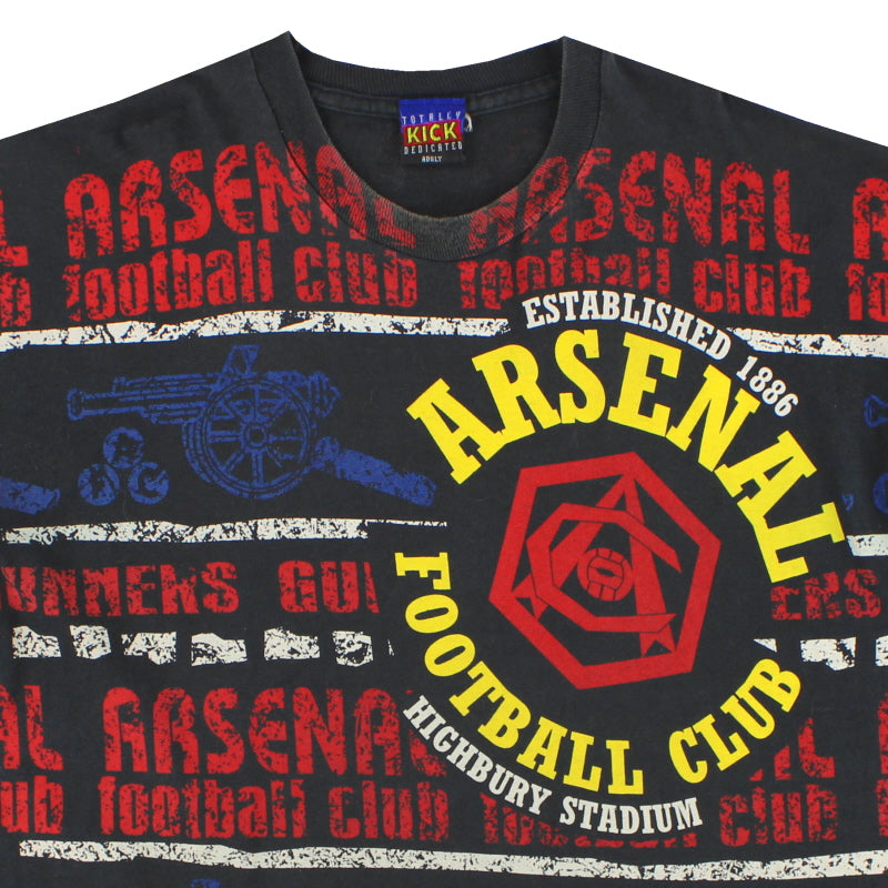 1990's Arsenal Kick Graphic Tee XL | Vintage Football Shirts