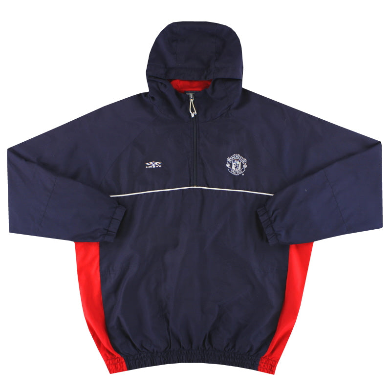 2000-01 Manchester United Umbro 1/4 Zip Hooded Track Jacket XL