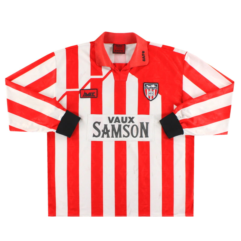 1994-96 Sunderland Avec Match Issue Home Shirt L/S #5 L | Vintage