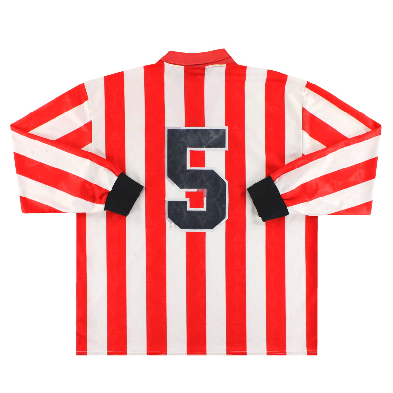 1994-96 Sunderland Avec Match Issue Home Shirt L/S #5 L | Vintage