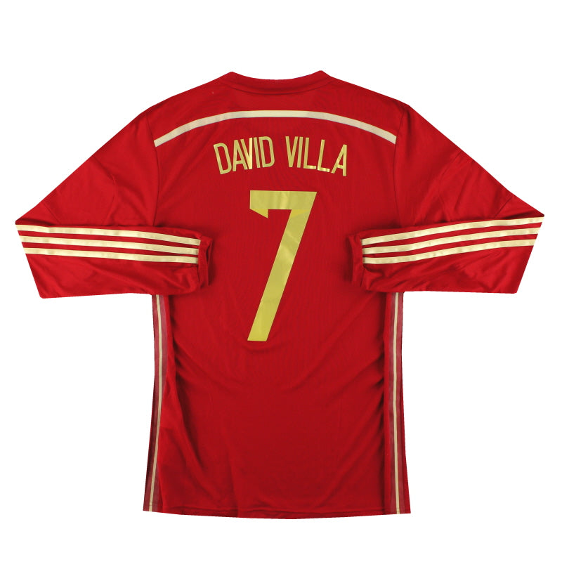 2013-15 Spain adidas Player Issue Home Shirt David Villa #7 L/S *w