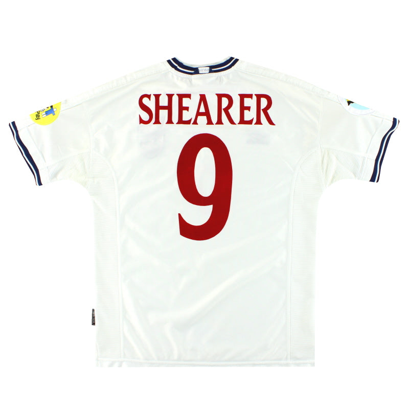 1999-01 England Umbro Home Shirt Shearer #9 *Mint* L | Vintage