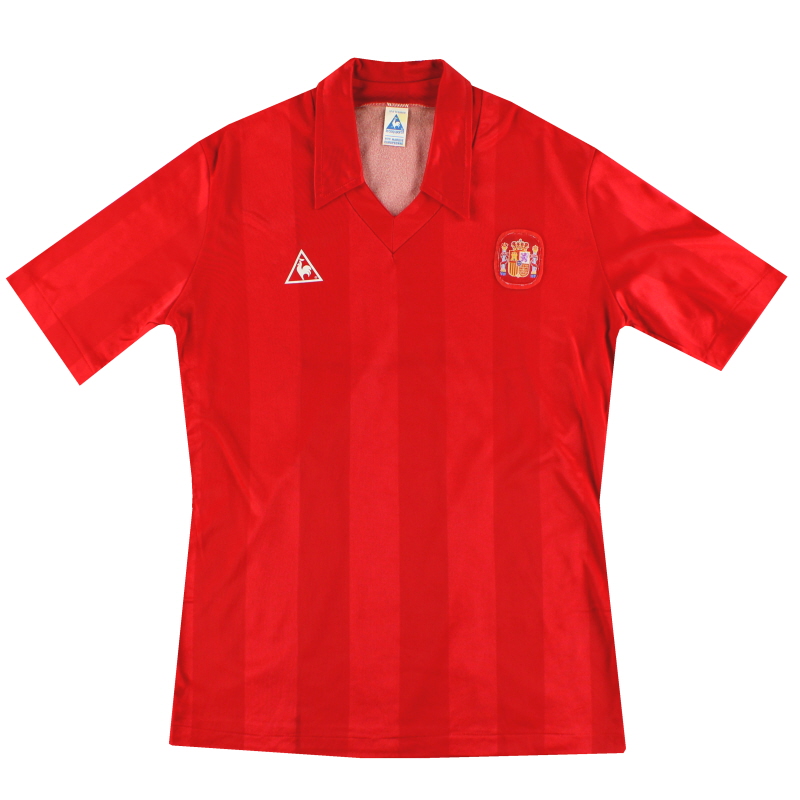 1984-86 Spanyol Le Coq Sportif Home Shirt * Seperti Baru * L