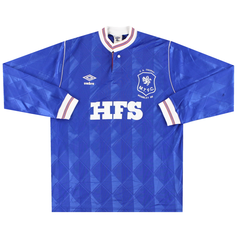 1987-89 Macclesfield Umbro ’Wembley 89’ Match Issue Home Shirt #4 L