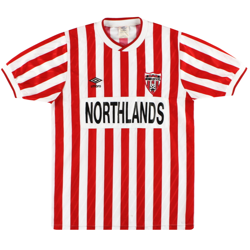 1988-90 Derry City Umbro Match Issue Home Shirt #8 M