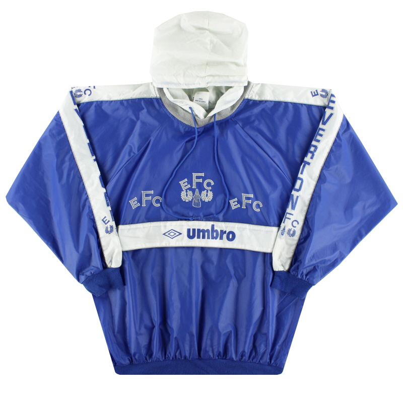 1989-91 Everton Umbro Drill Top con cappuccio *menta* M