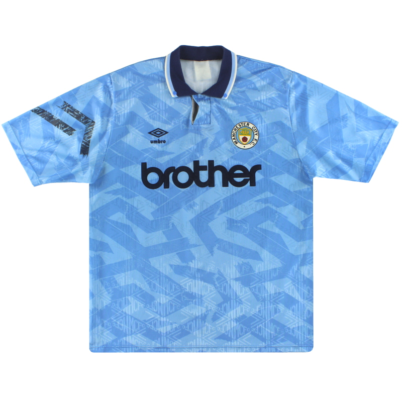 1991-93 Manchester City Umbro Domicile Maillot L