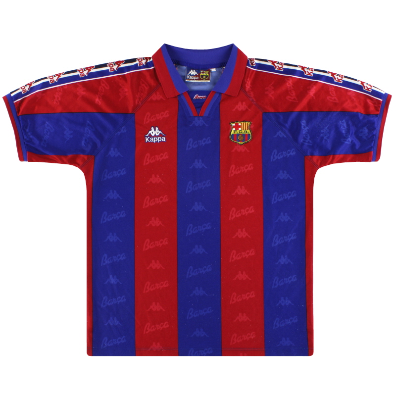 1995-96 Barcelona Uefa Cup Home Shirt Kappa Retro Guardiola Bakero Hagi Jersey 