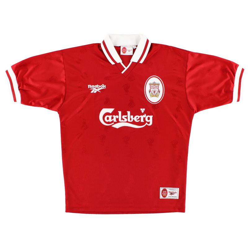 Liverpool FC Originale Reebok maglia di casa 1996-1998 "CARLSBERG" taglia L-XL TOP 